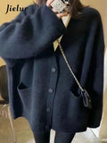 GETADME Orange Sweet Classic O-Neck Fashion Single Breasted Women Cardigan Autumn Korean Chic Knitting Solid Color Loose Female Cardigan