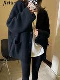 GETADME Orange Sweet Classic O-Neck Fashion Single Breasted Women Cardigan Autumn Korean Chic Knitting Solid Color Loose Female Cardigan