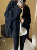 GETADME Orange Sweet Classic O-Neck Fashion Single Breasted Women Cardigan Autumn Korean Chic Knitting Solid Color Loose Female Cardigan