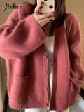 GETADME Orange Sweet Classic O-Neck Fashion Single Breasted Women Cardigan Autumn Korean Chic Knitting Solid Color Loose Female Cardigan