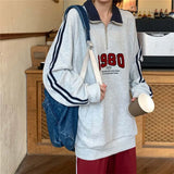 GETADME Oversized Sweatshirts Femme Stand Collar Loose Autumn Zipper Casual Pullovers Coat Women Clothing All-match Trend T-Shirts Tops