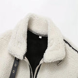 GETADME PB&ZA 2024 Autumn New Women's Wear European and American Style Casual Fur One Piece Lamb Wool Contrast Color Plush Warm Jacket C