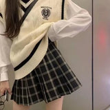 GETADME PTKPCC New Spring and Autumn Knitted Vest Women's Sweater Korean Edition British Academy Style Sang Wear Versatile Top
