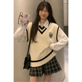 GETADME PTKPCC New Spring and Autumn Knitted Vest Women's Sweater Korean Edition British Academy Style Sang Wear Versatile Top