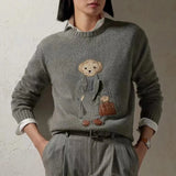GETADME Patch Bear Cashmere Sweater Relaxed Fit Women Knit Pullover Autumn Winte Women Knitted RL Tops Lauren's Knitwear Coat Clothes