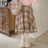 GETADME Plaid Skirt for Women Sweet Cute French Vintage Autumn Winter Preppy Style All-match Harajuku Kawaii Skirts Y2k Clothing Chic