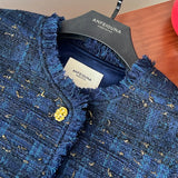 GETADME Plaid Tweed Jacket for Women, Short Fringes Coat, Small Fragrance, Elegant Cardigan, High Quality, Brand Design, Luxury, Fememal