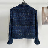 GETADME Plaid Tweed Jacket for Women, Short Fringes Coat, Small Fragrance, Elegant Cardigan, High Quality, Brand Design, Luxury, Fememal