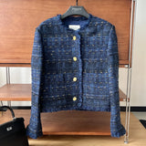 GETADME Plaid Tweed Jacket for Women, Short Fringes Coat, Small Fragrance, Elegant Cardigan, High Quality, Brand Design, Luxury, Fememal