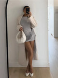 GETADME Pleated Long Sleeve Mini Dress Floral Designer Holiday Slim Patchwork Fashion Elegant Solid Dress For Women Y2k Dress 2024