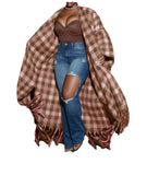 GETADME Plus Size 2025 Elegant Women Winter Open Front Warm Sweater African Lady Fashion Printed Fuzzy Long Cardigans Loose Kimonos