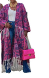 GETADME Plus Size 2025 Elegant Women Winter Open Front Warm Sweater African Lady Fashion Printed Fuzzy Long Cardigans Loose Kimonos