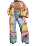 GETADME Plus Size 2025 Elegant Women Winter Open Front Warm Sweater African Lady Fashion Printed Fuzzy Long Cardigans Loose Kimonos
