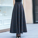 GETADME Plus Size 3XL High Waist Skirts faldas mujer moda 2019 Women Maxi Wool Skirt Elastic Waist Elegant Office Lady Long Plaid Skirts