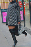 GETADME Plus Size Party Mini Dresses Black Spring Autumn Long Sleeve Irregular Hem Cotton Mini Dresses for Women 2025