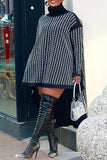 GETADME Plus Size Party Mini Dresses Black Spring Autumn Long Sleeve Irregular Hem Cotton Mini Dresses for Women 2025