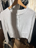 GETADME Pockets Gray Knitted Sweater Cardigan Woman Round Neck Long Sleeve Cotton Sweaters Autumn Sweet Preppy Style Knitwear Y2k Top