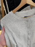 GETADME Pockets Gray Knitted Sweater Cardigan Woman Round Neck Long Sleeve Cotton Sweaters Autumn Sweet Preppy Style Knitwear Y2k Top