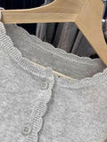 GETADME Pockets Gray Knitted Sweater Cardigan Woman Round Neck Long Sleeve Cotton Sweaters Autumn Sweet Preppy Style Knitwear Y2k Top
