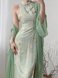 GETADME Print French Vintage Two Piece Set Women Elegant Sweet Party Long Dress Suit Female Causal Cardigan + Korean Fashion Dress 2025