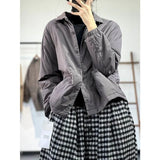 GETADME Manteaux matelassés pour femmes, col polo, vestes courtes légères en coton rembourré, manches longues, style vintage décontracté
