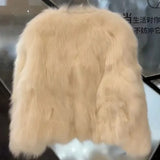 GETADME Retro Faux Fur Coat Short Womens Casual Loose Single-Breasted Plush Coat Femlae Winter Jacket Elegant Warm Thicken Outwear