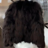 GETADME Retro Faux Fur Coat Short Womens Casual Loose Single-Breasted Plush Coat Femlae Winter Jacket Elegant Warm Thicken Outwear