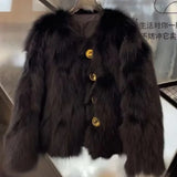 GETADME Retro Faux Fur Coat Short Womens Casual Loose Single-Breasted Plush Coat Femlae Winter Jacket Elegant Warm Thicken Outwear