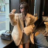 Getadme 레트로 울 버튼 수트 코트 여성 캐주얼 루즈 턴다운 칼라 그레이 코트 레이디 가을 겨울 클래식 우아한 스트리트 아웃웨어 