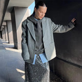 Getadme 레트로 울 버튼 수트 코트 여성 캐주얼 루즈 턴다운 칼라 그레이 코트 레이디 가을 겨울 클래식 우아한 스트리트 아웃웨어 