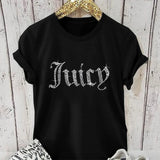 GETADME Rhinestone Letter 2000s Print Women Slim Crop Top Gothic Cute Baby Tee Vintage Grunge T-Shirt Y2k Clothes Summer Top Streetwear