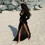 GETADME Ruffles Cardigan Women's Chic V Neck Long Sleeve Lace Up Beach Dress Summer 2025 Fashion Lady Vacation Cover Up A3087