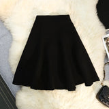 GETADME Autumn Winter Sexy Knitted Short Mini Skirt Women Elastic High Waist A-Line Party Club Umbrella Tutu Skirt Black Grey