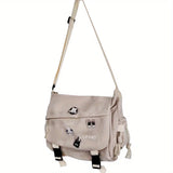 GETADME Nylon Messenger Bag Men Shoulder Bag Trendy Men's Messenger Bag, Student School Bag, Solid Color Crossbody Bags for Men Handbag
