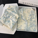 High-end Pajamas Women's Spring And Autumn Cotton Long-sleeved Cardigan Sweet Tie-dyed Comfortable Autumn And Winter Outer Wear