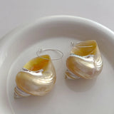 GETADME 심플 디자인 센스 내추럴 링 스파이럴 귀걸이 프렌치 레트로 바로크 과장 여성 액세서리