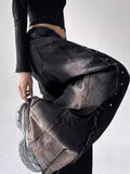 GETADME 2025 American Retro Y2K Style Patchwork Washed Black Baggy Women's Stacked Jeans Pants Woman Clothing Wide Leg Denim Trousers