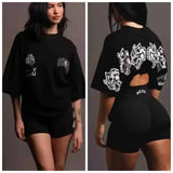 GETADME 여름 트렌디 브랜드 여성 피트니스 코튼 통기성 티셔츠 짐 울프 그래픽 프린트 반팔 단색 티셔츠 남성 티셔츠