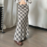 Getadme Plaid Print High Waist Basic Zipper Ruffles Mermaid Women'S Skirts Y2K Streetwear Wholesale Winter Casual Club Clothing