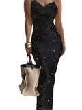 GETADME Dresses For Women 2025 Sexy Spaghetti Strap Color Printed Long Dress Evening Y2k Sleeveless Solid Skinny Bodycon Maxi Vestidos