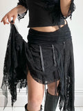 Jupes midi gothiques en dentelle noire unie Getadme, ourlet asymétrique, style chic et bohème pour les vacances