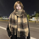 Getadme New Fashion Winter Plaid Scarf Female Autumn and Winter Everything New casual Classic Imitation Cashmere Plaid Sha