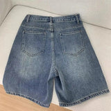 GETADME Spring Summer Women Casual Denim Shorts Fashion Female Wide Leg Short Jeans Knee Lenght Denim Pant Women High Waist Shorts Girls