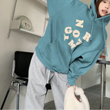 Korean Autumn Winter Letter Print Hoodie Women Casual Long Sleeve Pullover Tops Hood Shirt Harajuku Oversize Sweatshirt Y2k 후드티