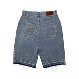 GETADME American Style Harajuku Retro Denim Shorts with Letter Embroidery Oversized Jeans Men Y2k Loose Casual Versatile Shorts Woman
