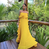 Getadme Trendy Women Summer Holiday Dress Orange Pleated Chiffon Long Formal Dresses Custom Made Ruffled Strapless Beach Party Dress
