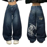GETADME American Y2K 2025 New Baggy Wide Leg Black Jeans Overszied Women Street Casual Joker Denim Pants Couple Jeans Vintage Streetwear