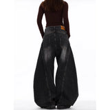 GETADME Minimalist temperament versatile washed denim jeans for women high street texture retro casual Harajuku Y2k loose wide leg pants