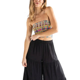 GETADME 프레피 스타일 피트니스 걸 스트랩리스 튜브 탑 여름 보헤미안 반도 베스트 귀여운 하이킹 복장 그래픽 프린트 오프숄더 크롭 탑