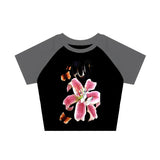 GETADME Summer Goth Punk Baby Tank Vintage Street Youthful Women Graphics Print Grunge Y2k Clothes Aesthetic Cute Slim Crop Top T-shirt